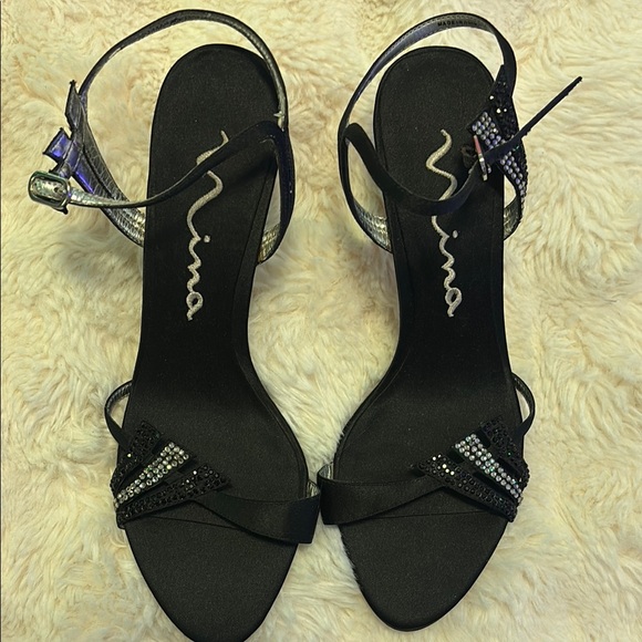 Nina Black Strappy Sandals - Picture 1 of 3